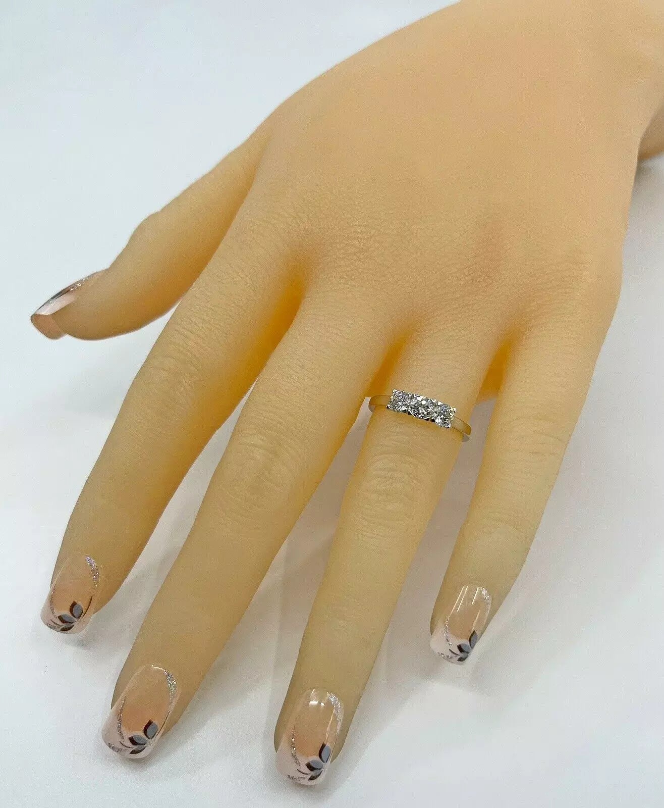 Diamond Ring Trilogy Modern 3 Stone Platinum Size I1/2 BA305