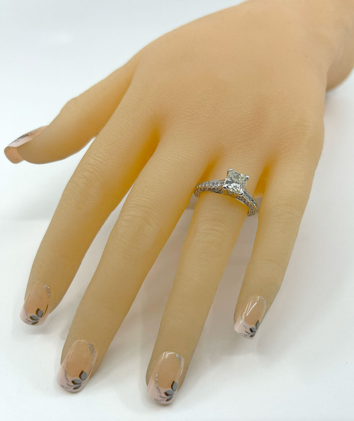 Diamond Ring Solitaire Princess Square Pave 2 carats 18ct White Gold BA336