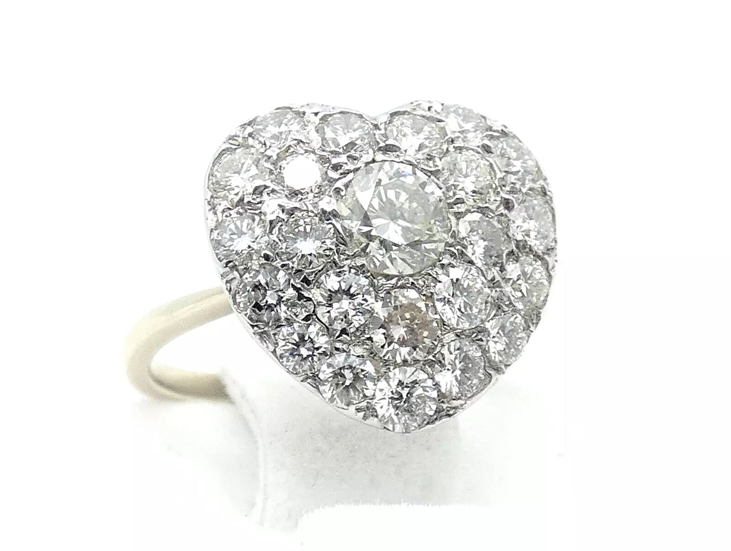 Diamond Ring Heart Shaped Vintage 2.30 Carats UNIQUE Size L1/2 BA146