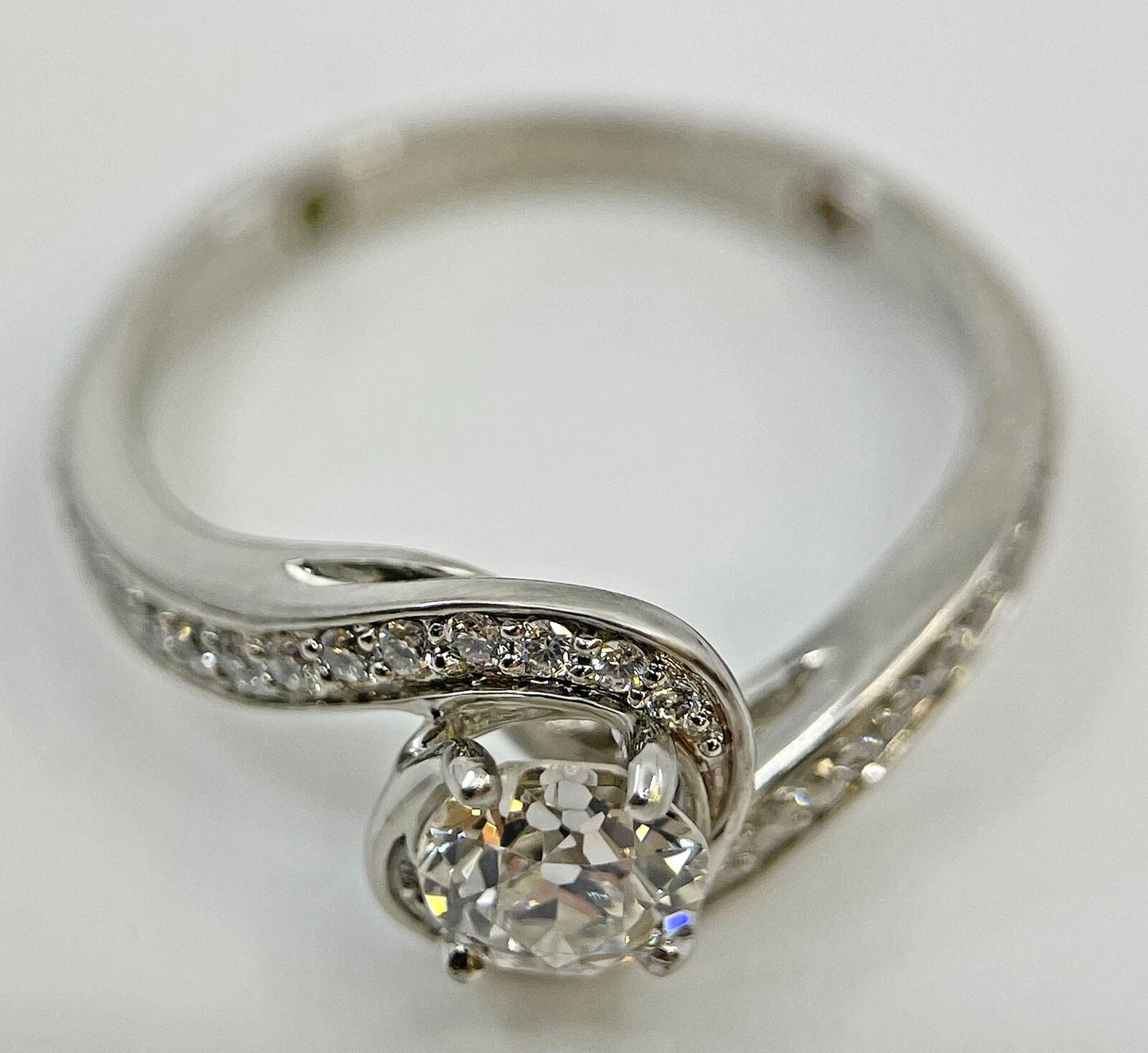 Diamond Solitaire Ring Old Cut Platinum 1.15 Carats Swirl Quality Size N BA319