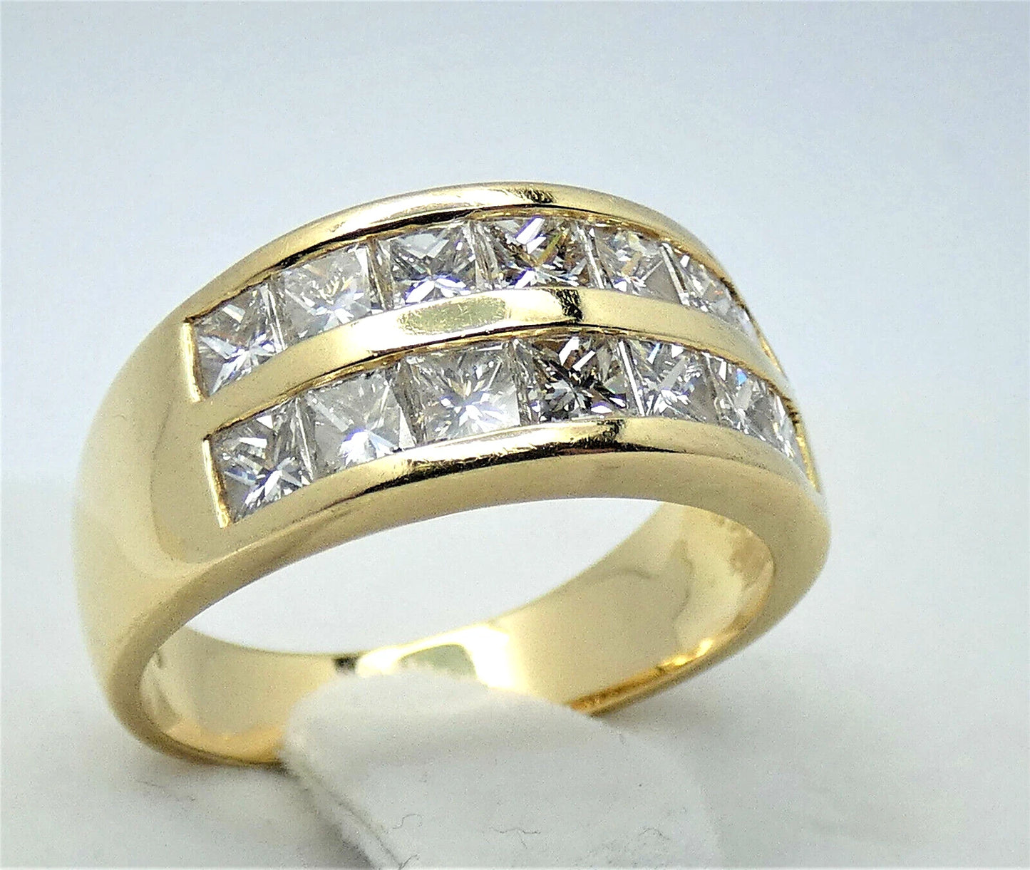 Diamond Ring Princess Band 2.25 Carats 18ct Gold HIGH QUALITY Size P1/2 BA153