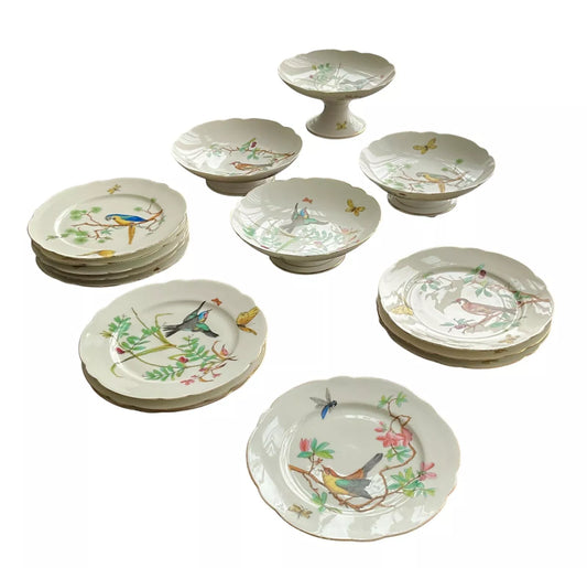 ANTIQUE CIRCA 1880 FRENCH HARD PASTE PORCELAIN 4 TAZZA/12PLATES DINNER SERVICE