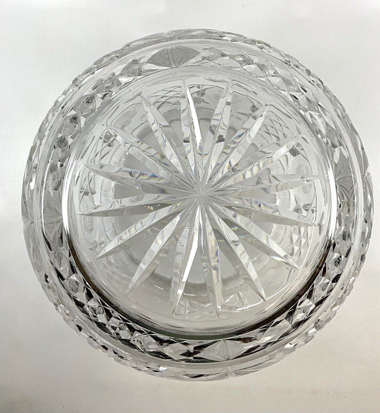 VINTAGE CUT LEAD CRYSTAL PUNCHBOWL & COVER OF LARGE PROPORTION WITH LADLE& PLATE