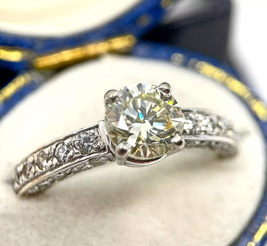 Diamond Solitaire Ring 1.91 Carats 18ct White Gold Size M1/2 BA264