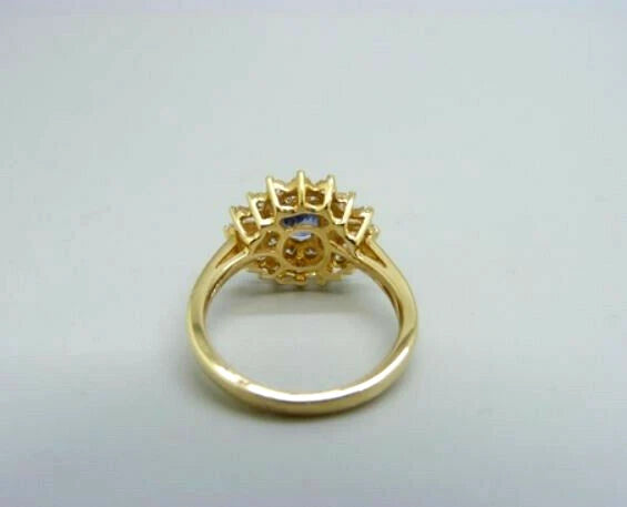 Sapphire Diamond Ring 1.76 Carats Designer Cluster 18ct Yellow Gold Ba237