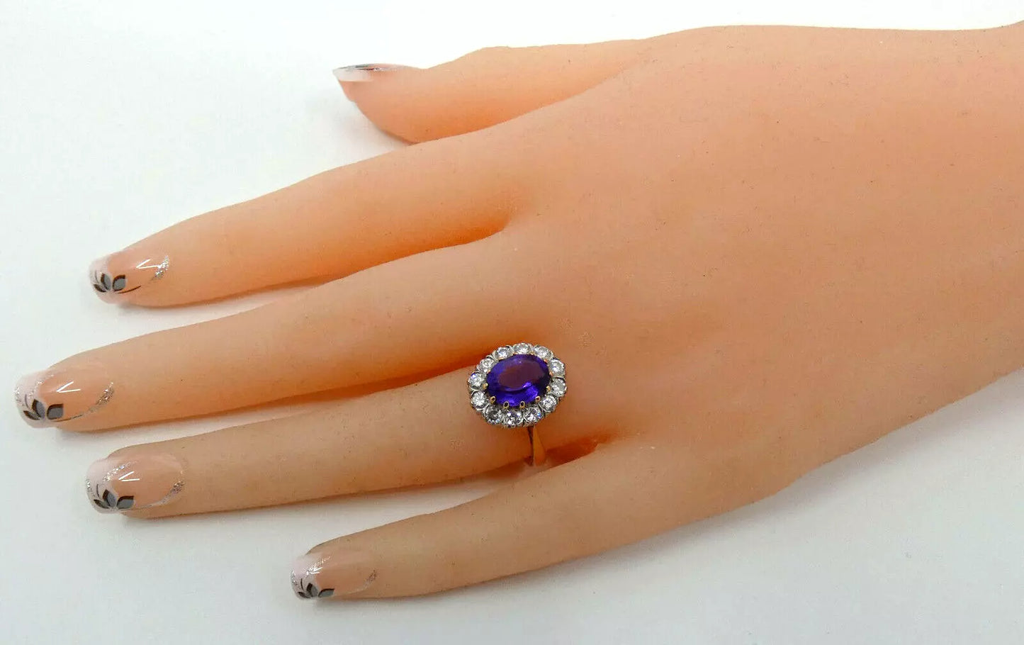 Amethyst Diamond Ring 2.75 Carats 18ct Yellow Gold Size M BA222