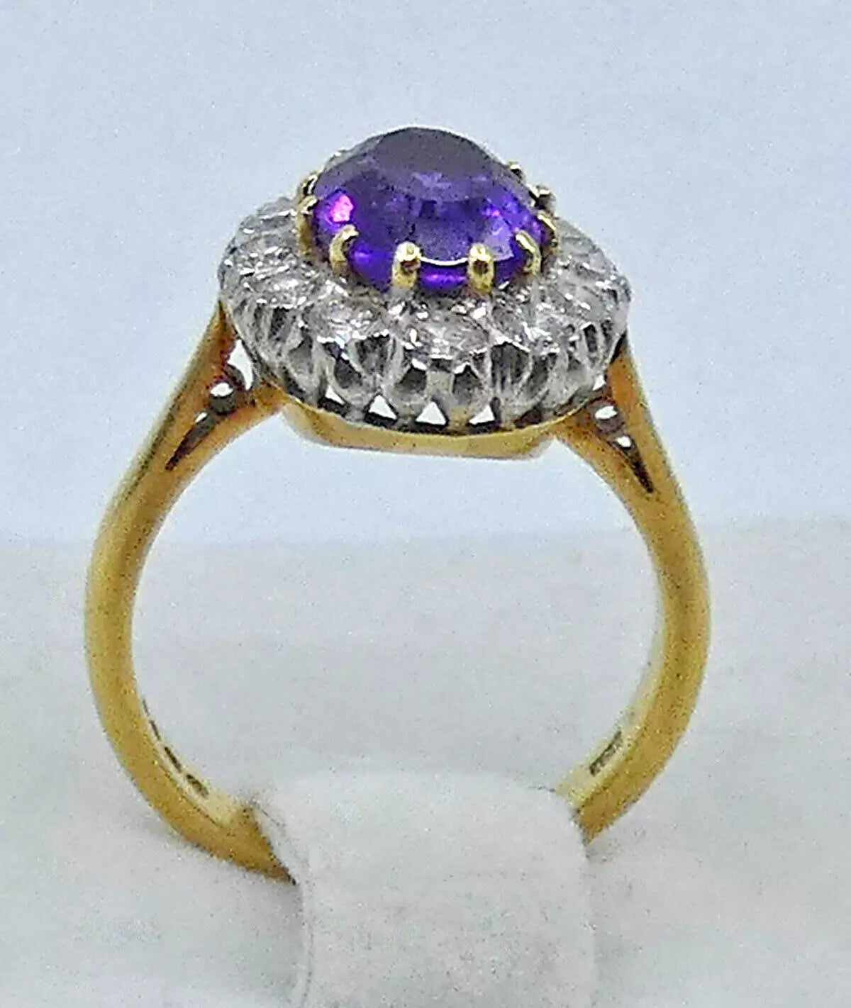 Amethyst Diamond Ring 2.75 Carats 18ct Yellow Gold Size M BA222