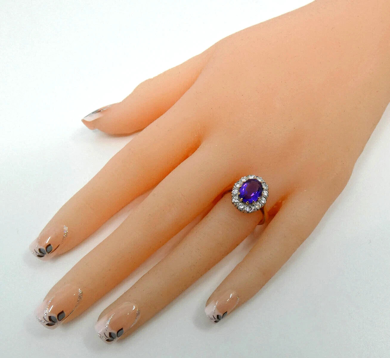 Amethyst Diamond Ring 2.75 Carats 18ct Yellow Gold Size M BA222