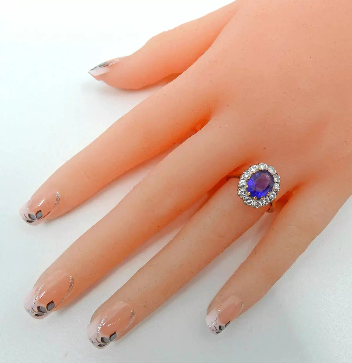 Amethyst Diamond Ring 2.75 Carats 18ct Yellow Gold Size M BA222