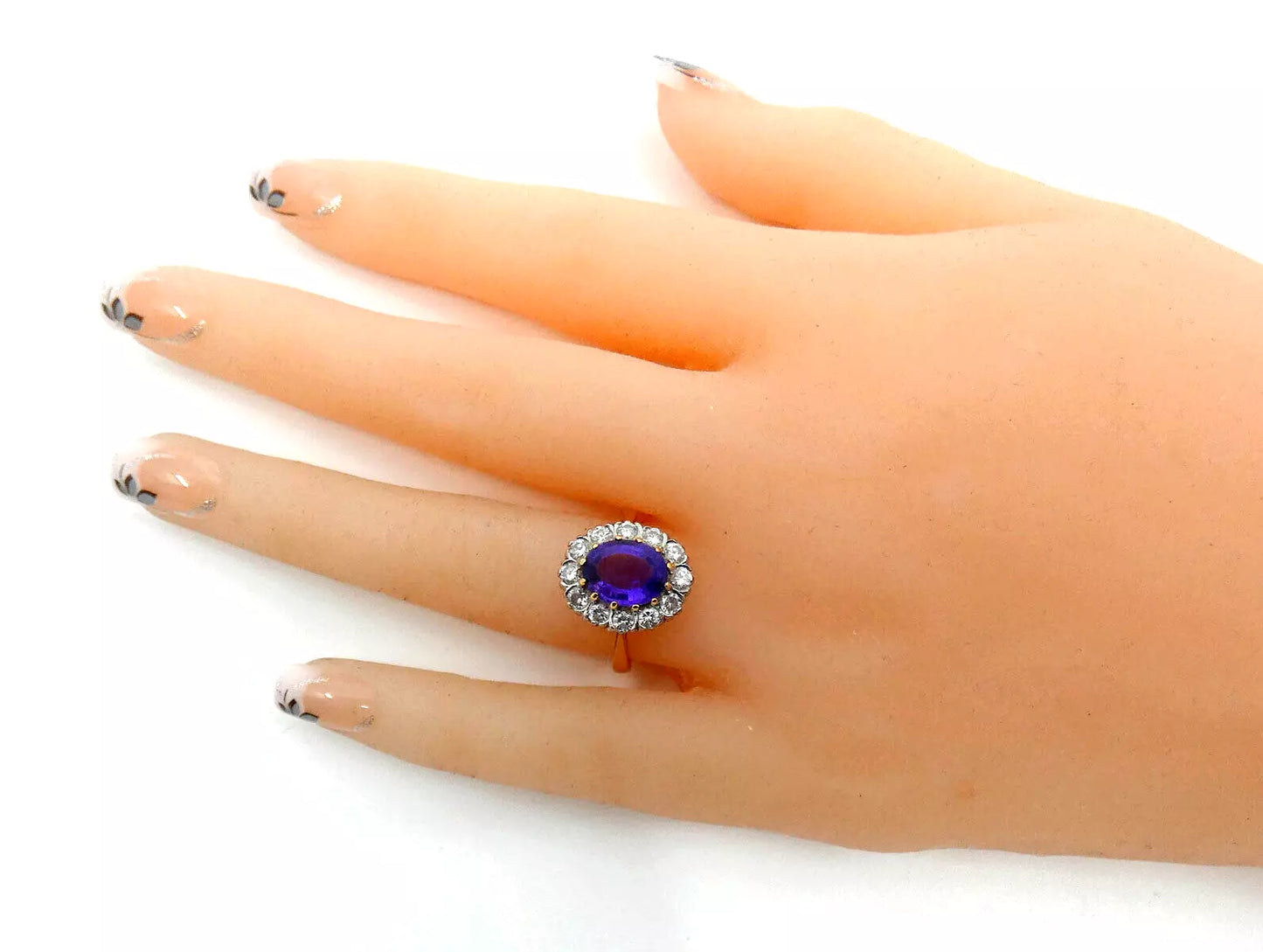 Amethyst Diamond Ring 2.75 Carats 18ct Yellow Gold Size M BA222