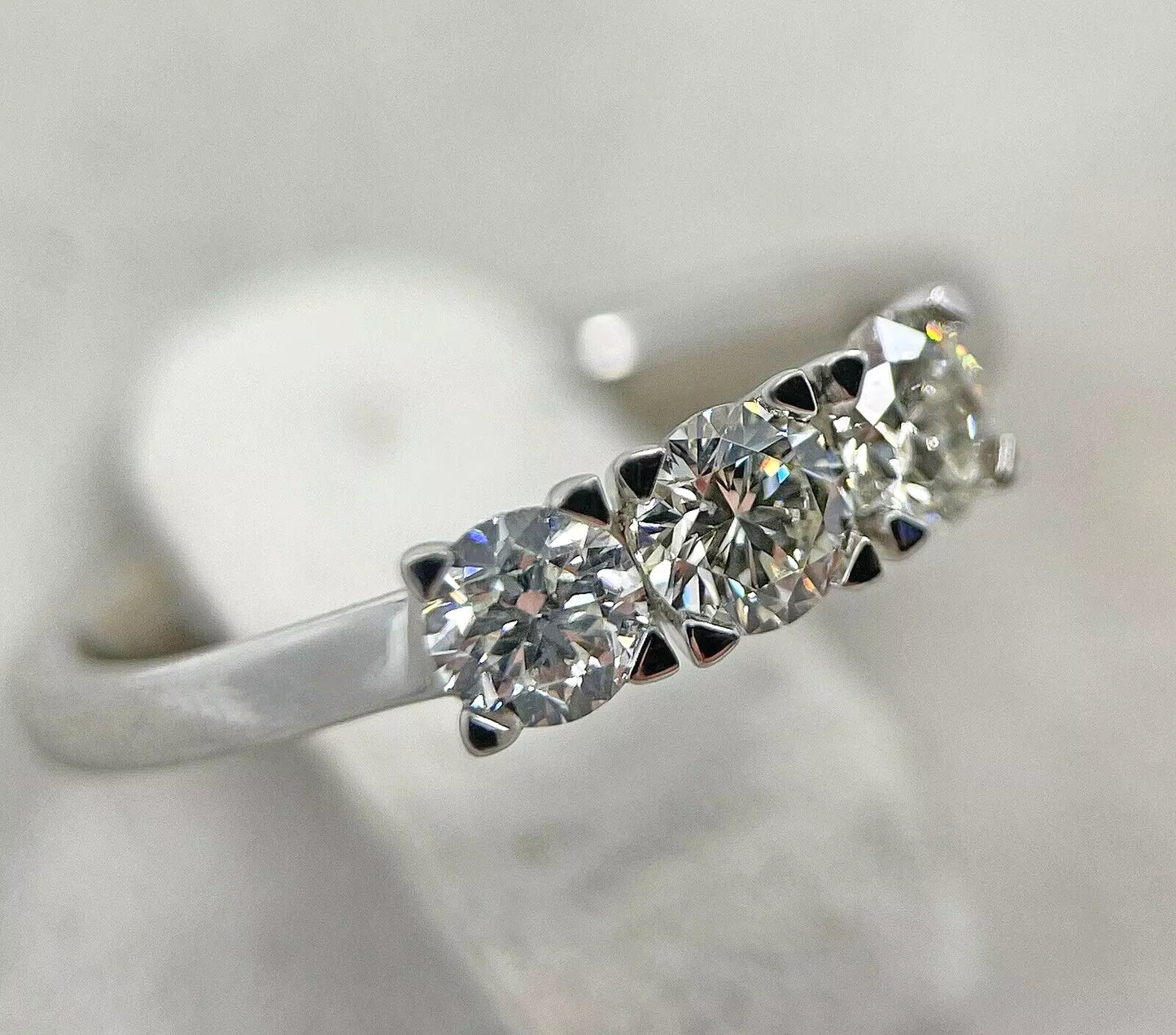 Diamond Ring Trilogy Modern 3 Stone Platinum Size I1/2 BA305