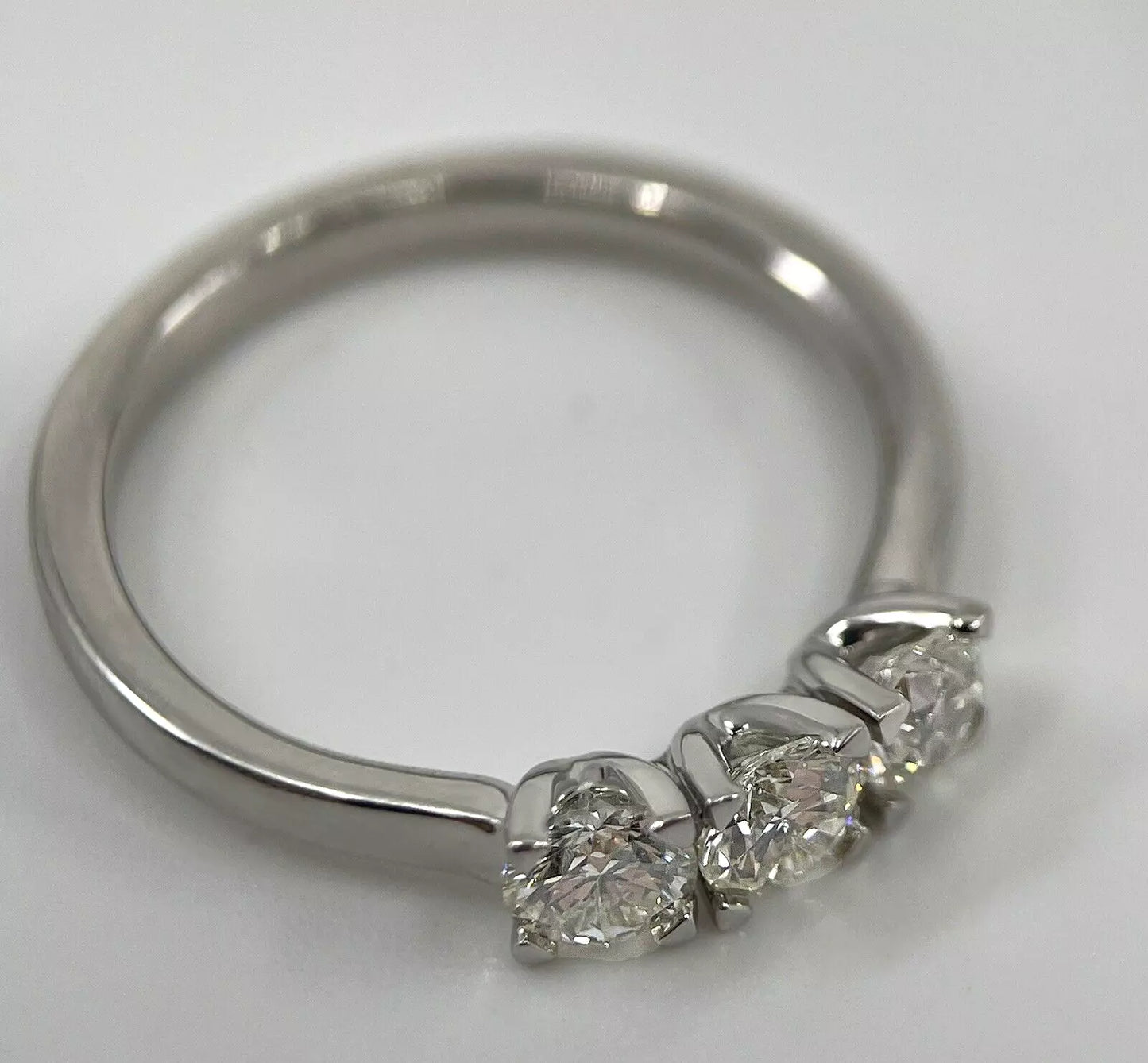 Diamond Ring Trilogy Modern 3 Stone Platinum Size I1/2 BA305