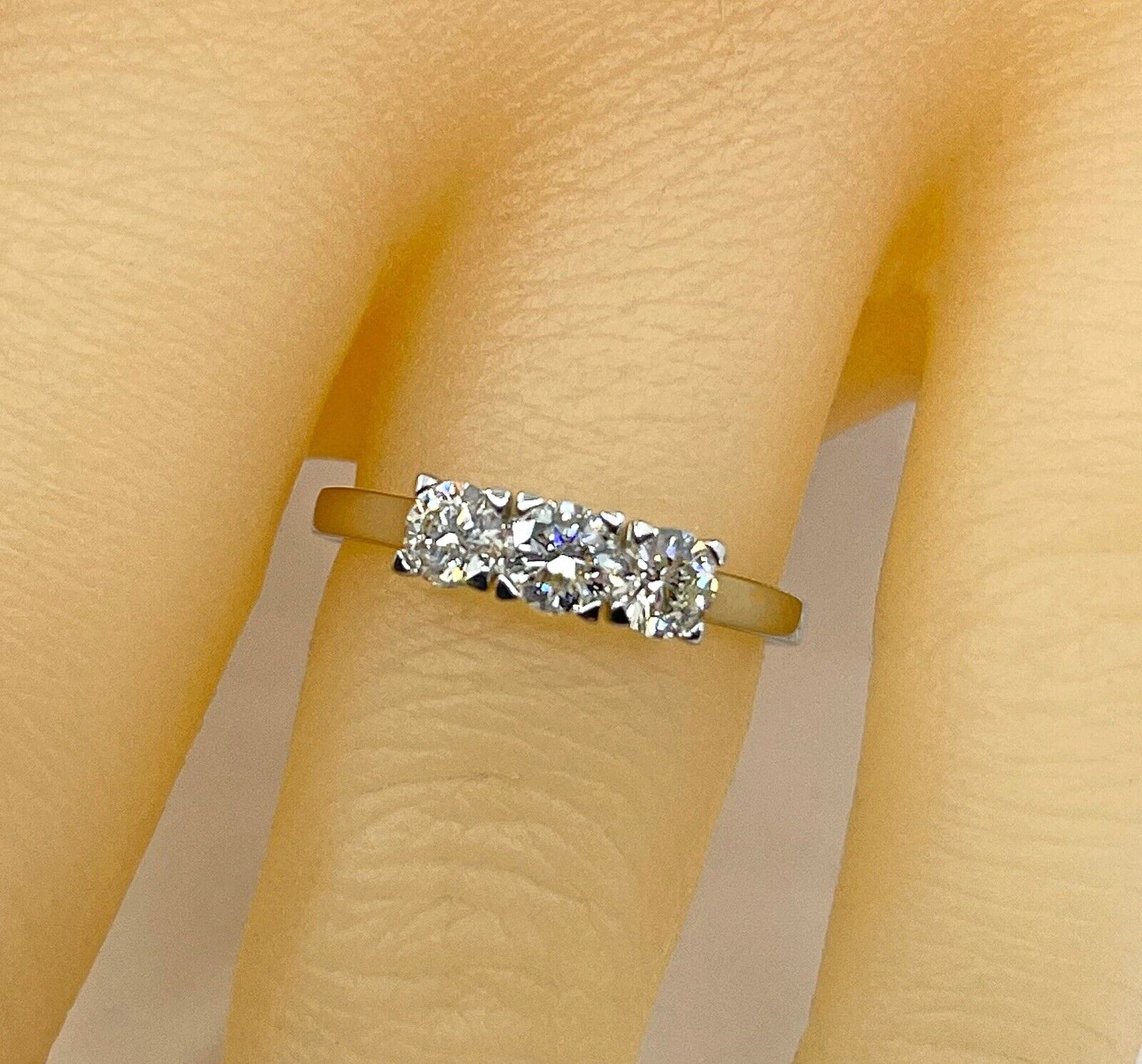 Diamond Ring Trilogy Modern 3 Stone Platinum Size I1/2 BA305