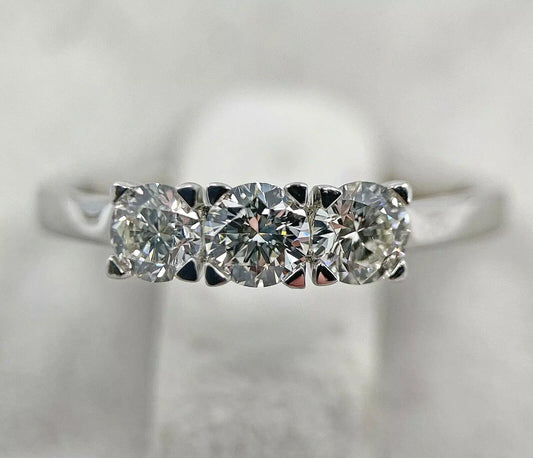 Diamond Ring Trilogy Modern 3 Stone Platinum Size I1/2 BA305