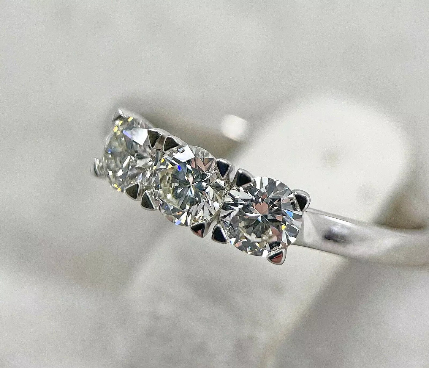 Diamond Ring Trilogy Modern 3 Stone Platinum Size I1/2 BA305