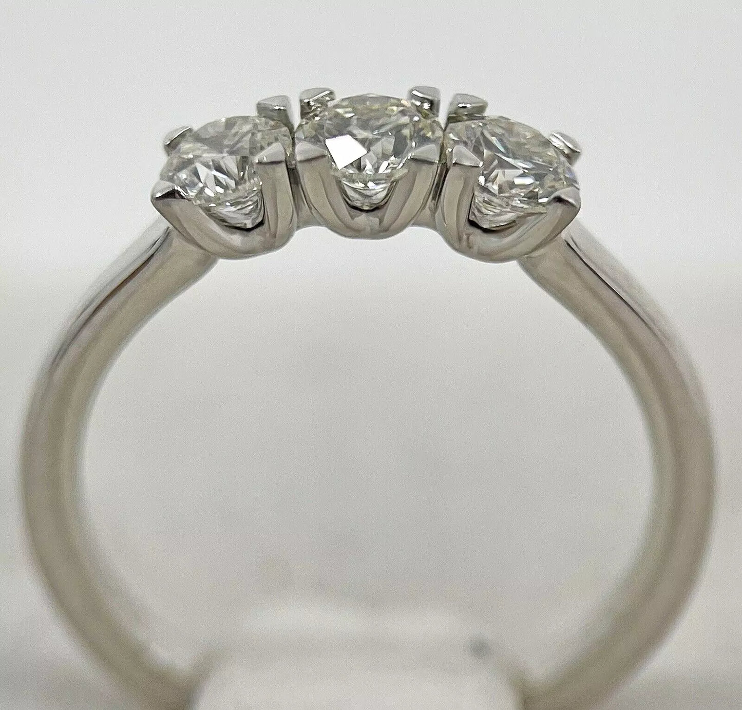 Diamond Ring Trilogy Modern 3 Stone Platinum Size I1/2 BA305