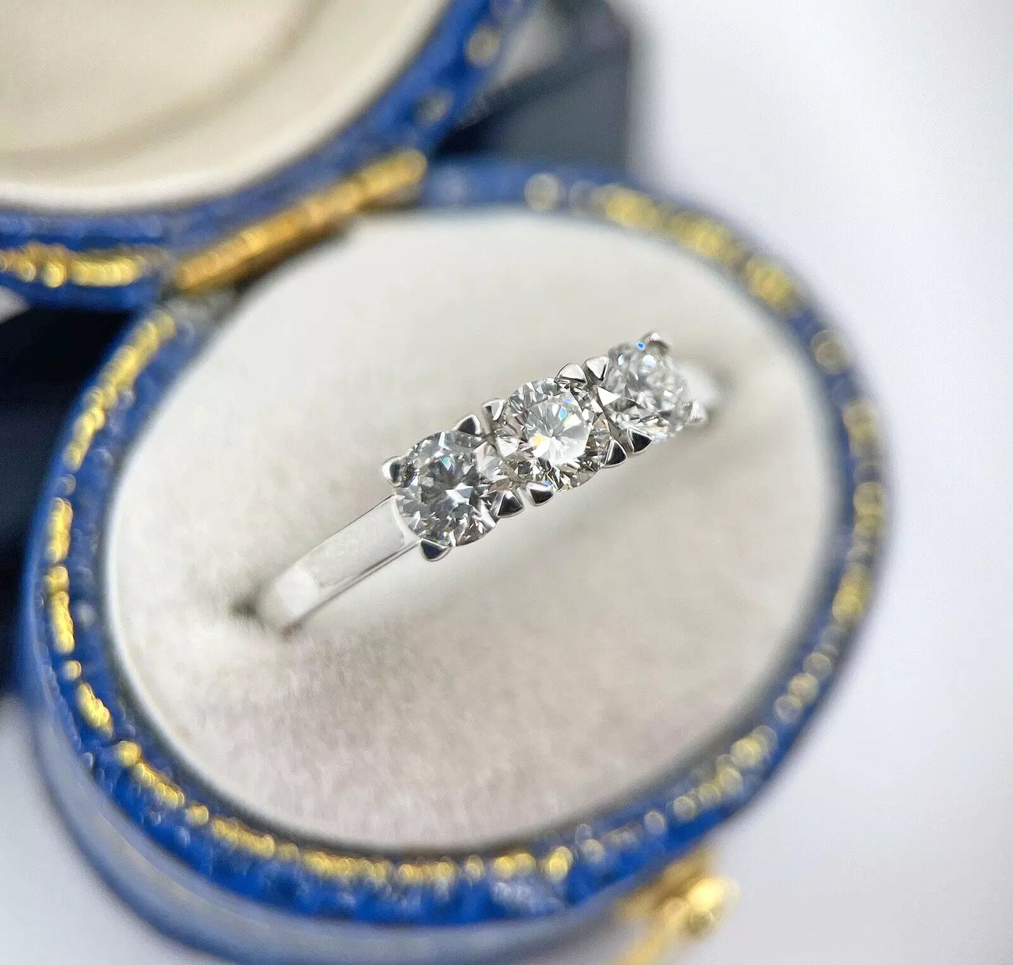 Diamond Ring Trilogy Modern 3 Stone Platinum Size I1/2 BA305