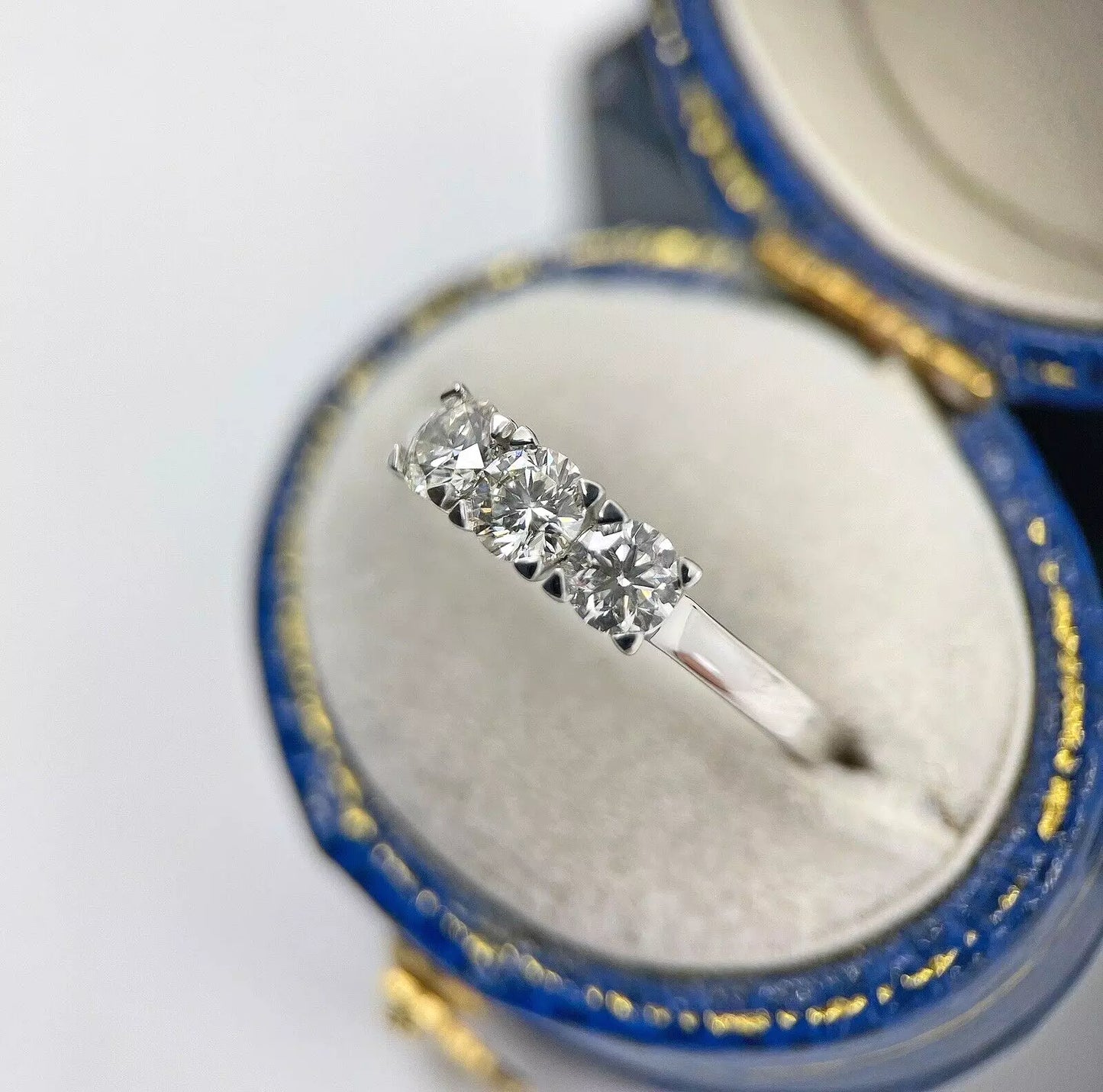 Diamond Ring Trilogy Modern 3 Stone Platinum Size I1/2 BA305