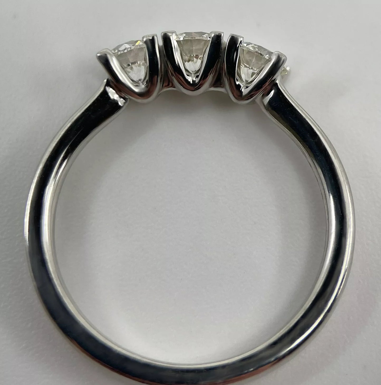 Diamond Ring Trilogy Modern 3 Stone Platinum Size I1/2 BA305
