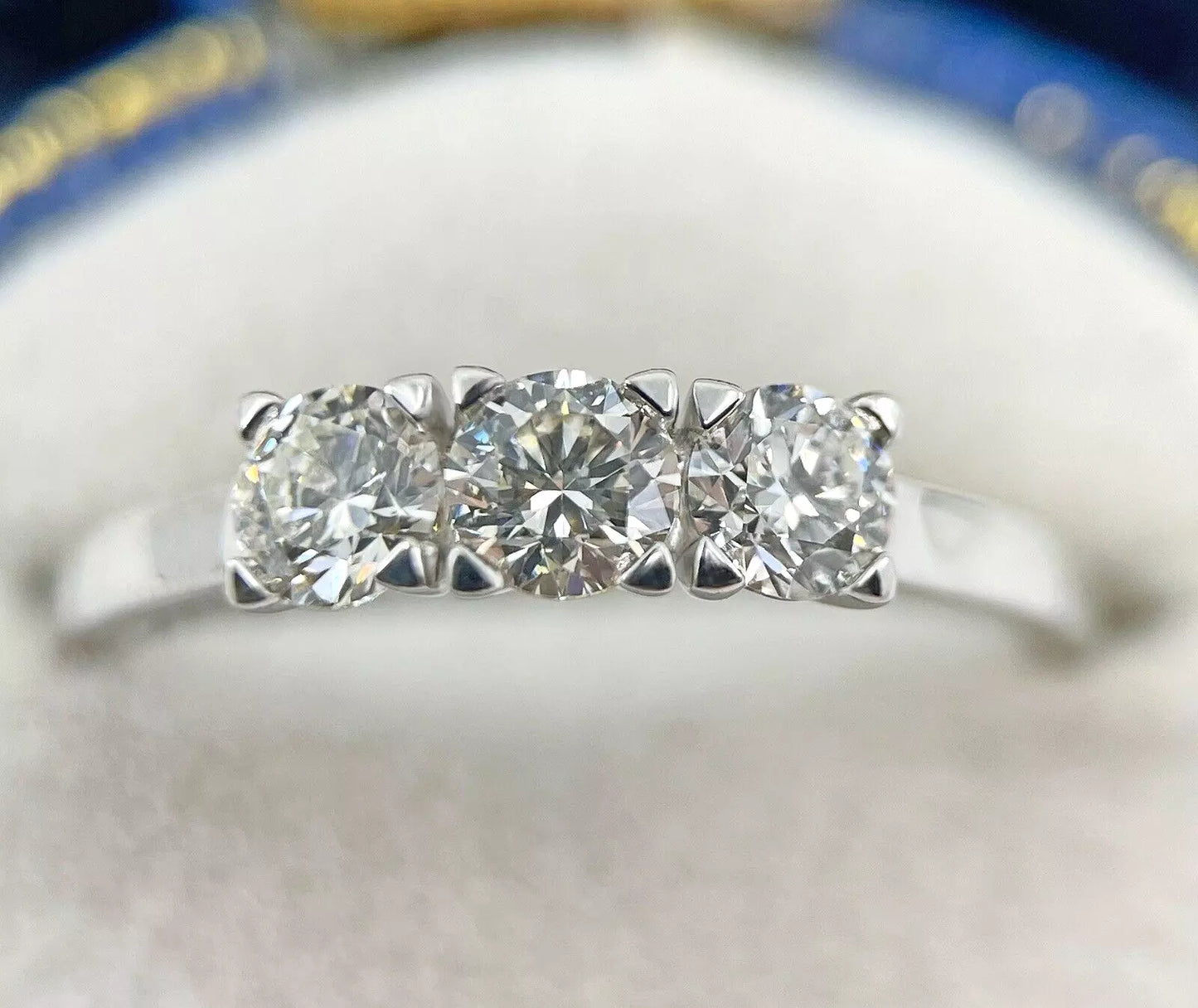 Diamond Ring Trilogy Modern 3 Stone Platinum Size I1/2 BA305