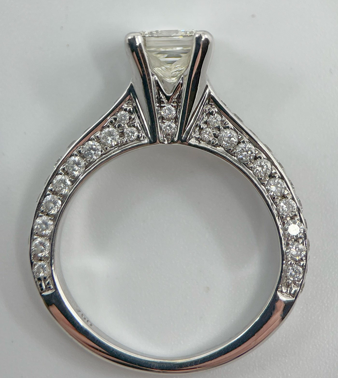 Diamond Ring Solitaire Princess Square Pave 2 carats 18ct White Gold BA336