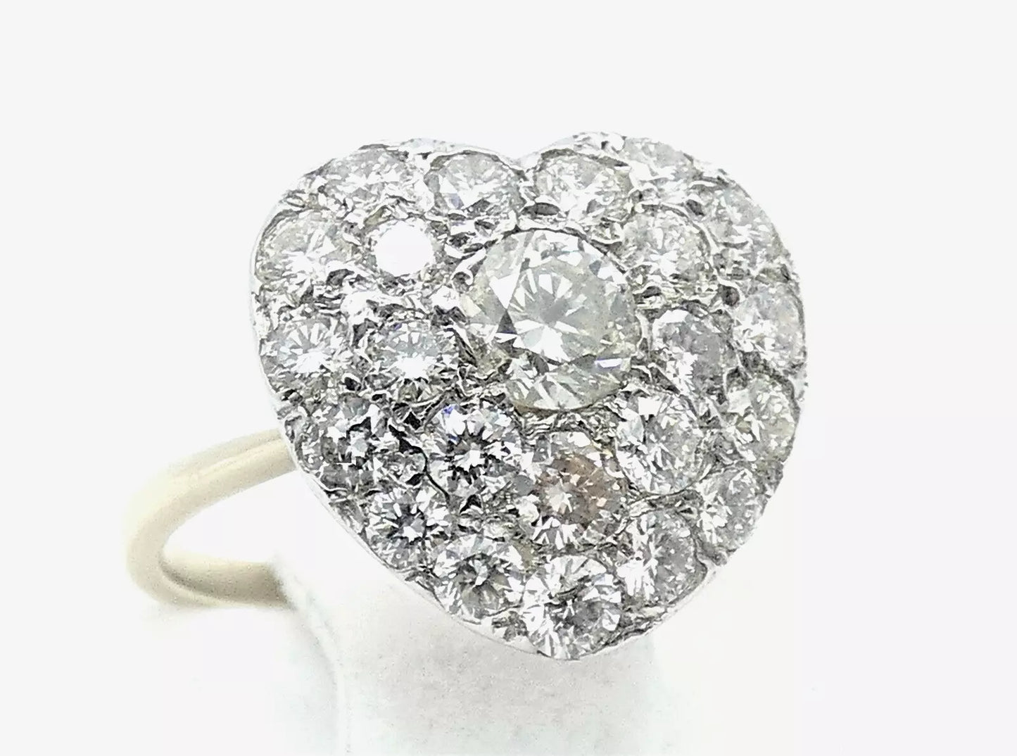 Diamond Ring Heart Shaped Vintage 2.30 Carats UNIQUE Size L1/2 BA146