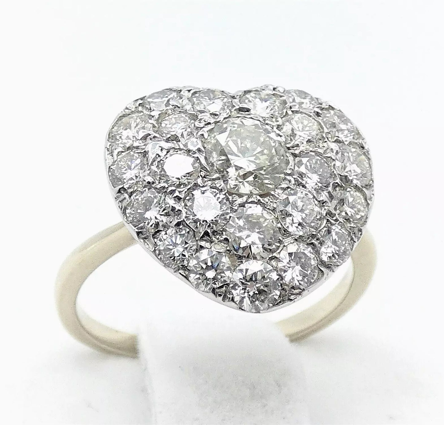 Diamond Ring Heart Shaped Vintage 2.30 Carats UNIQUE Size L1/2 BA146
