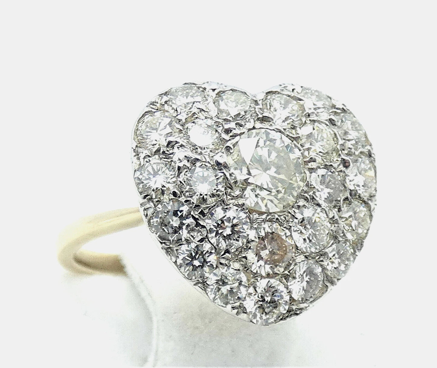 Diamond Ring Heart Shaped Vintage 2.30 Carats UNIQUE Size L1/2 BA146