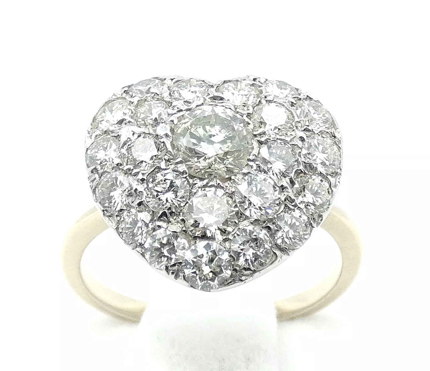 Diamond Ring Heart Shaped Vintage 2.30 Carats UNIQUE Size L1/2 BA146