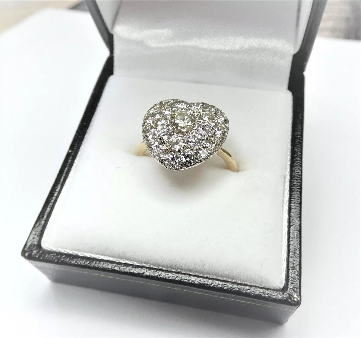 Diamond Ring Heart Shaped Vintage 2.30 Carats UNIQUE Size L1/2 BA146