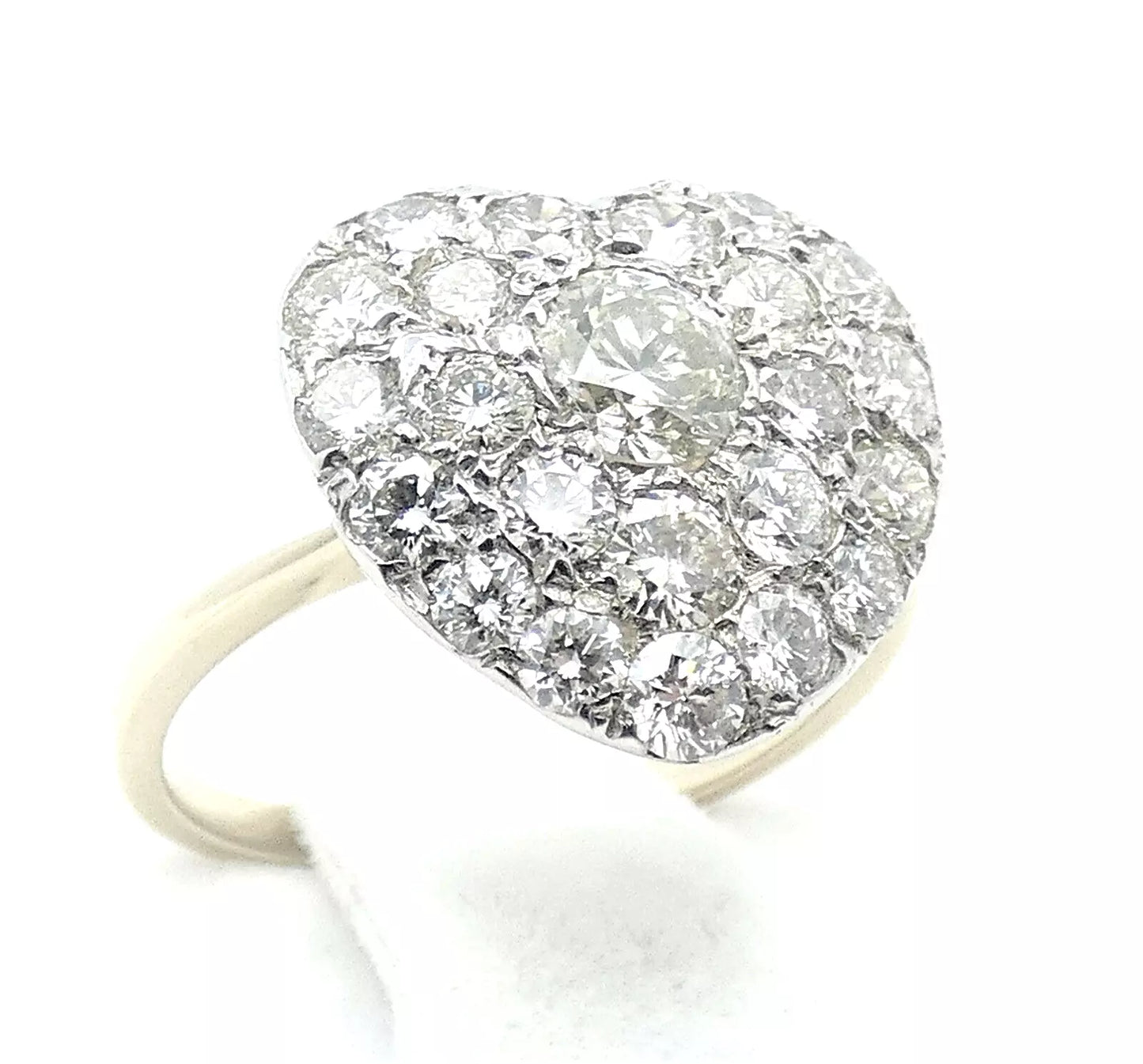 Diamond Ring Heart Shaped Vintage 2.30 Carats UNIQUE Size L1/2 BA146