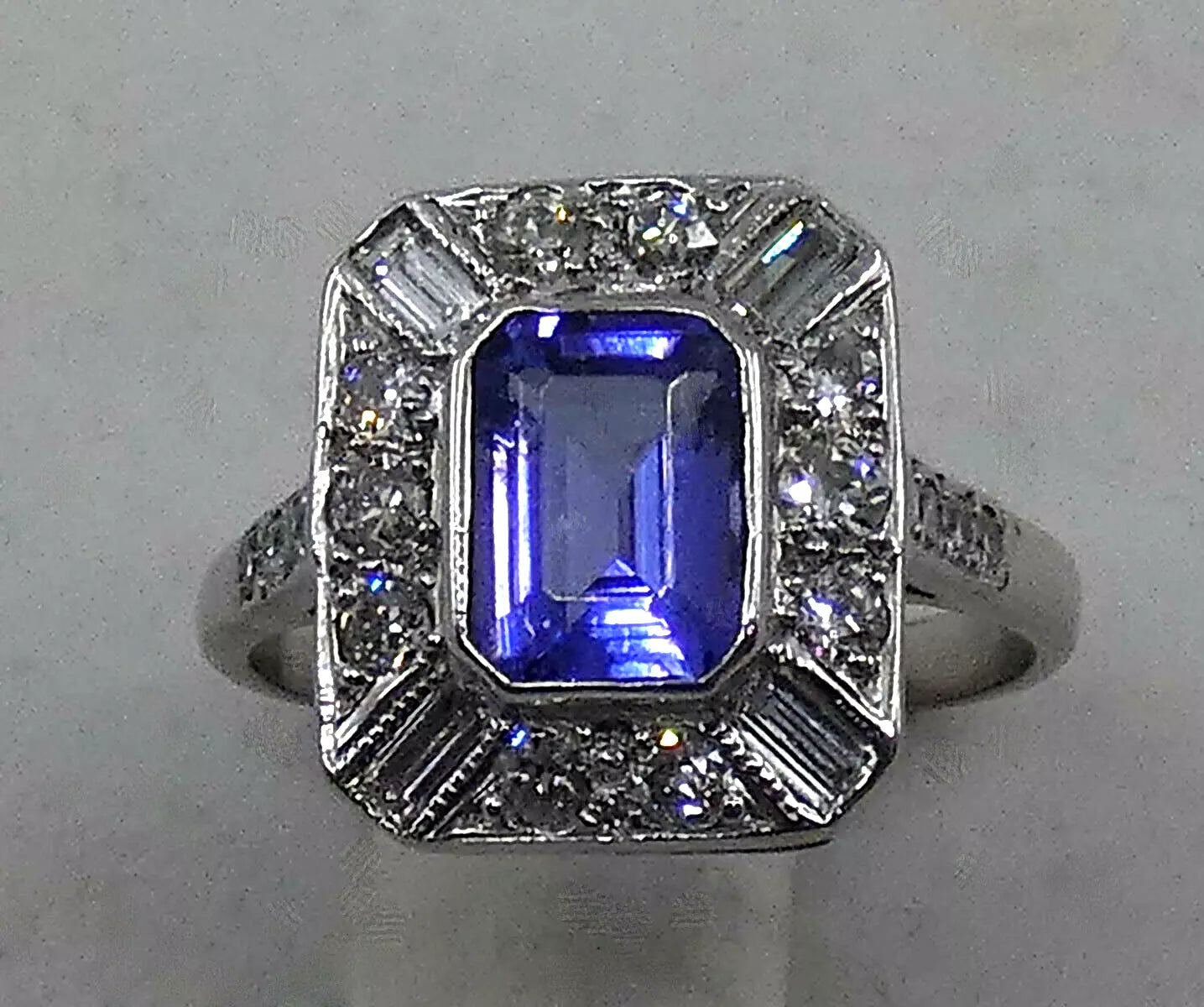 Tanzanite Diamond Ring 1.60 Carats 18ct White Gold Size K BA231