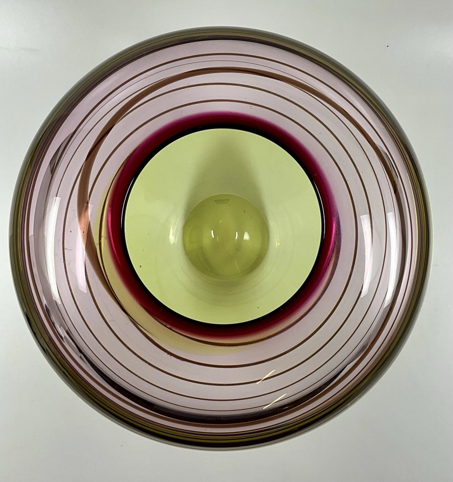 Waterford Evolution Large Crystal Flower Vase Bowl Art Glass Purple Green Swirl