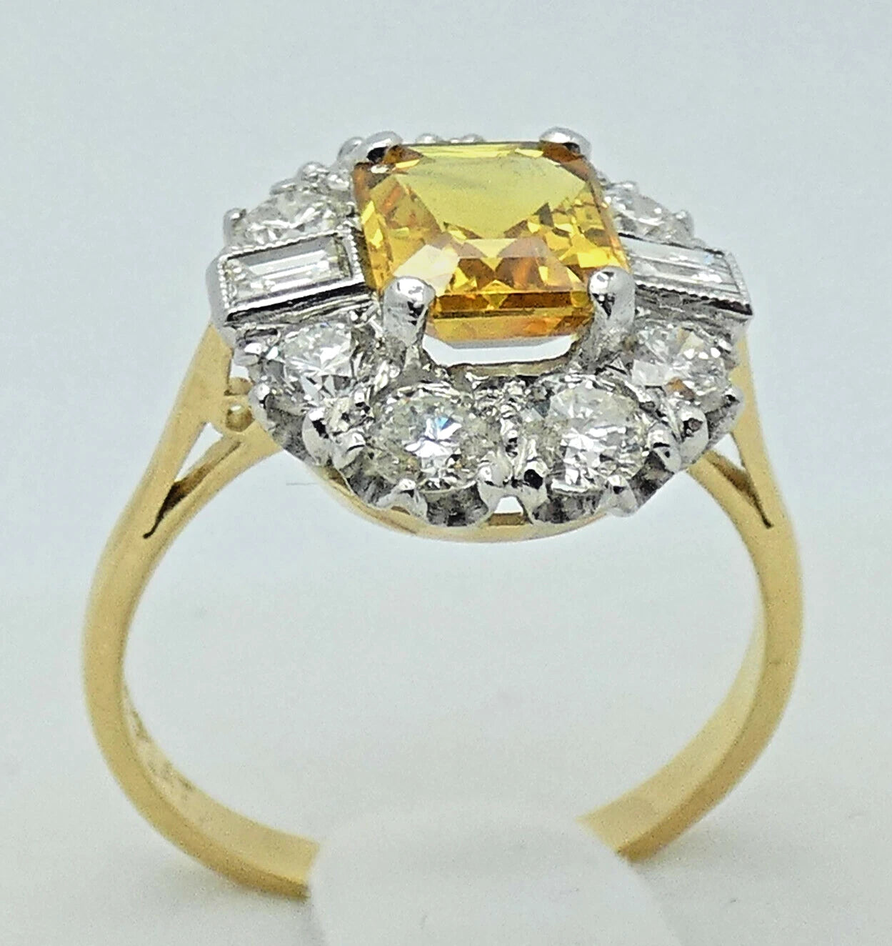 Diamond Yellow Sapphire Ring 3.25 Carats 18ct Yellow Gold Size O BA144