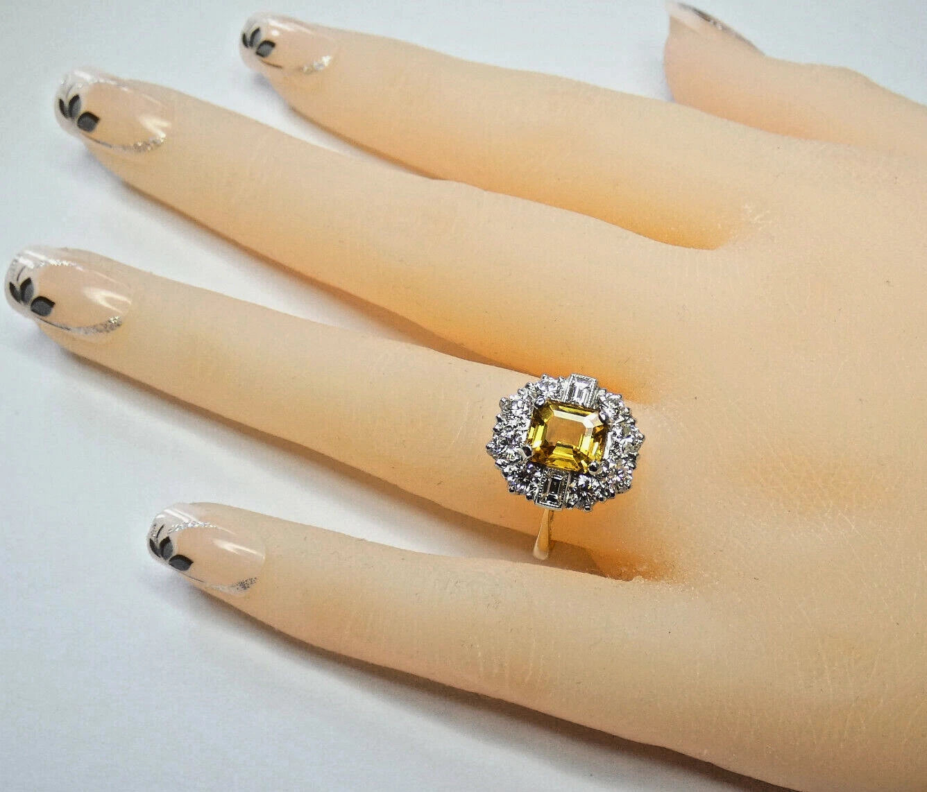 Diamond Yellow Sapphire Ring 3.25 Carats 18ct Yellow Gold Size O BA144