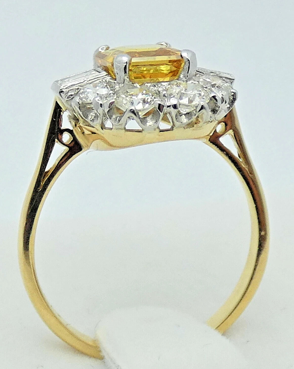 Diamond Yellow Sapphire Ring 3.25 Carats 18ct Yellow Gold Size O BA144