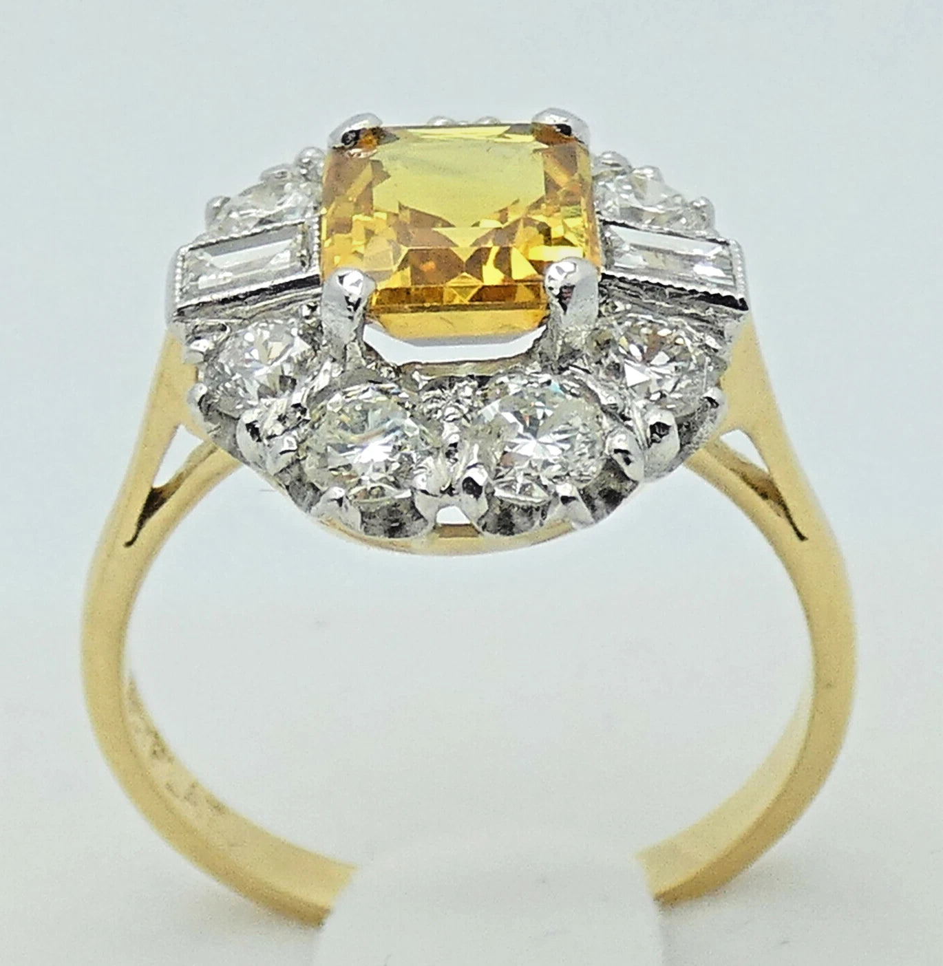Diamond Yellow Sapphire Ring 3.25 Carats 18ct Yellow Gold Size O BA144
