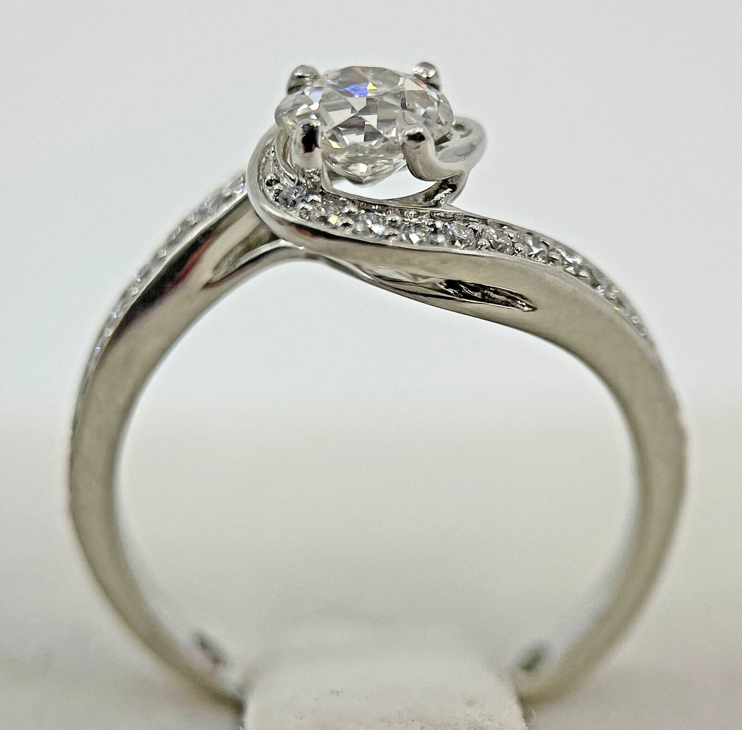 Diamond Solitaire Ring Old Cut Platinum 1.15 Carats Swirl Quality Size N BA319
