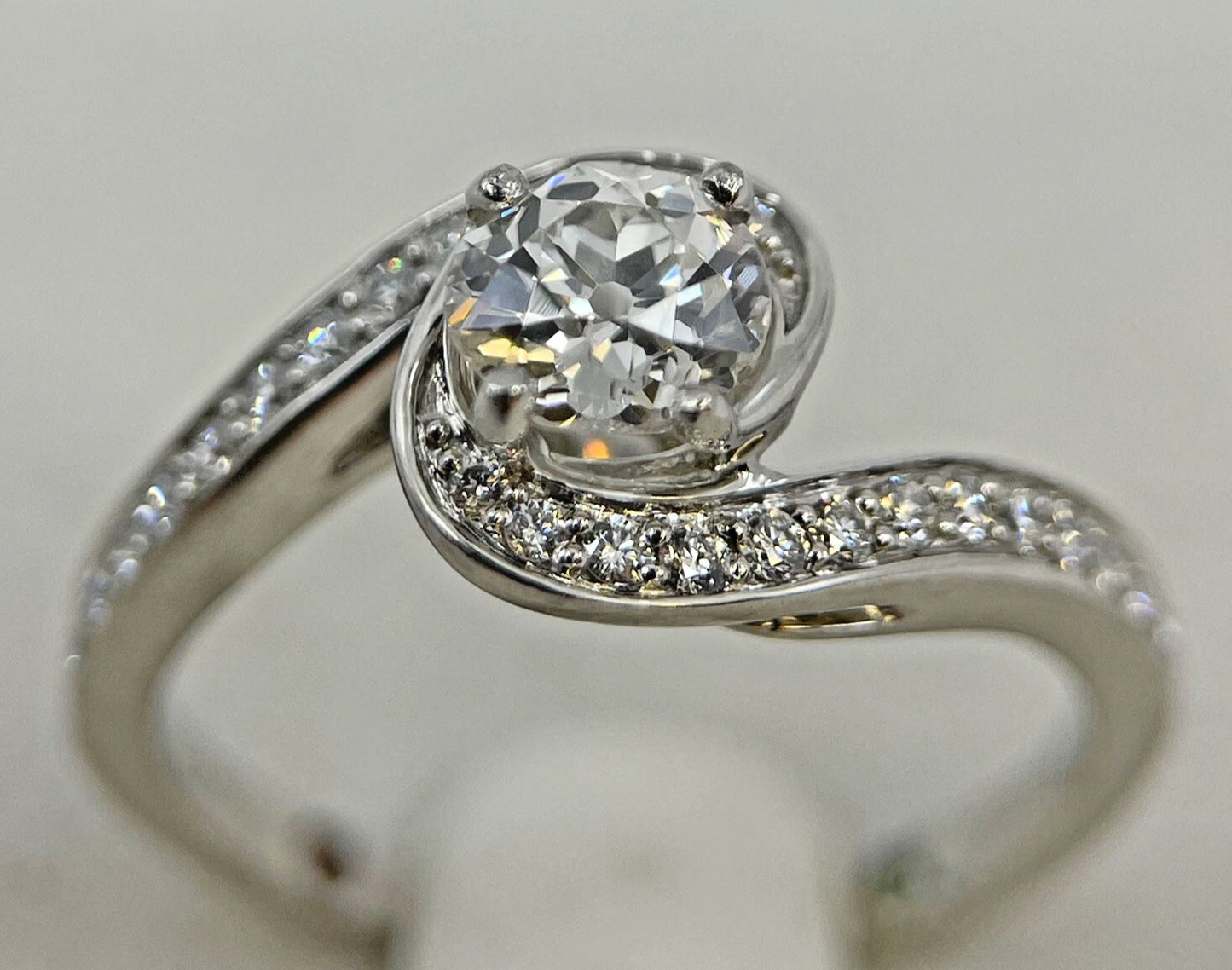 Diamond Solitaire Ring Old Cut Platinum 1.15 Carats Swirl Quality Size N BA319