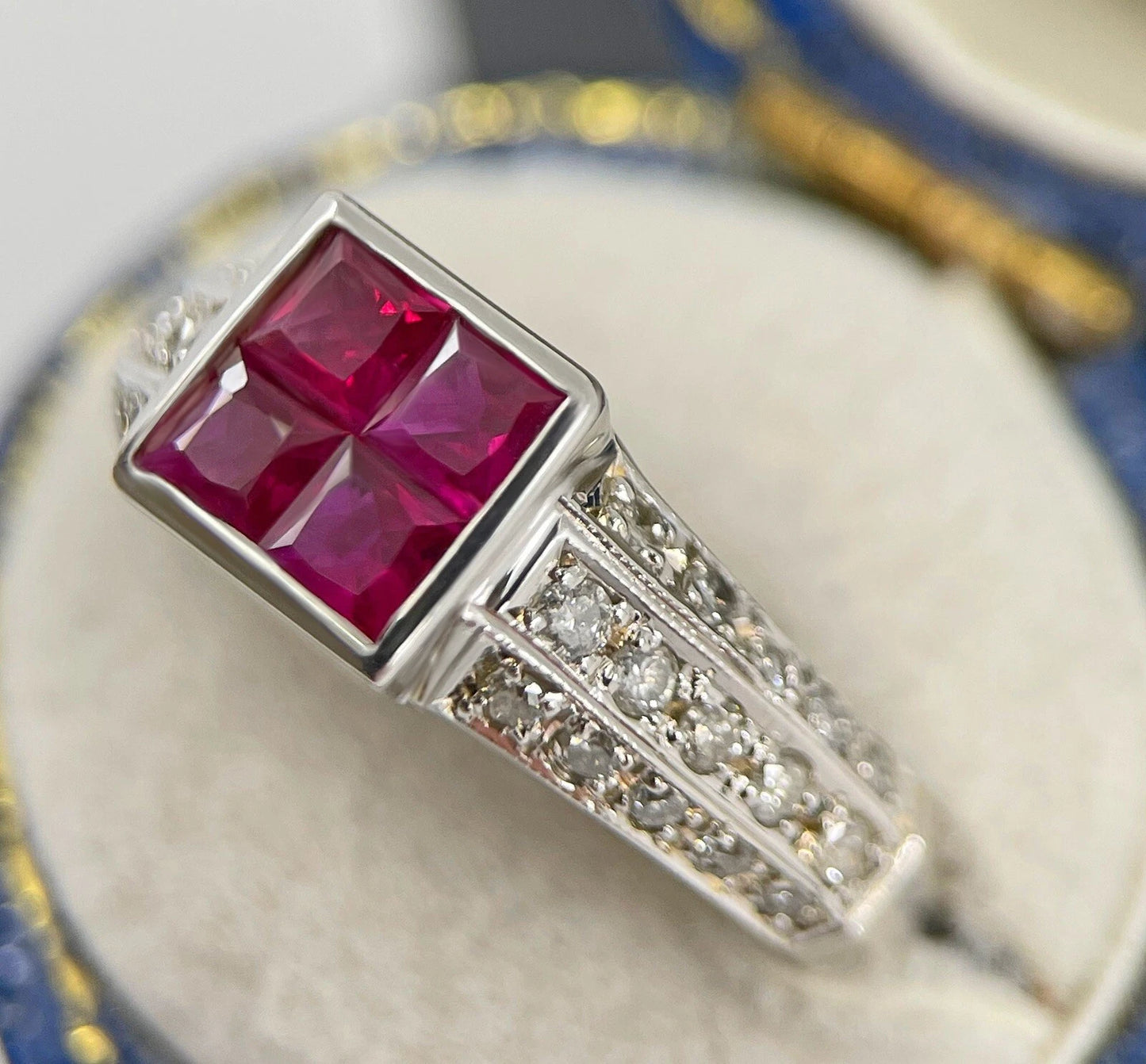 Pink Sapphire Diamond Ring Band 1.05 Carats 14ct White Gold Size N1/2 BA303