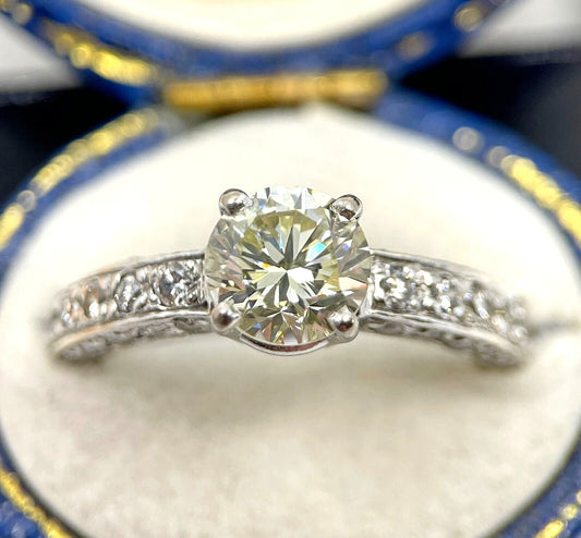 Diamond Solitaire Ring 1.91 Carats 18ct White Gold Size M1/2 BA264