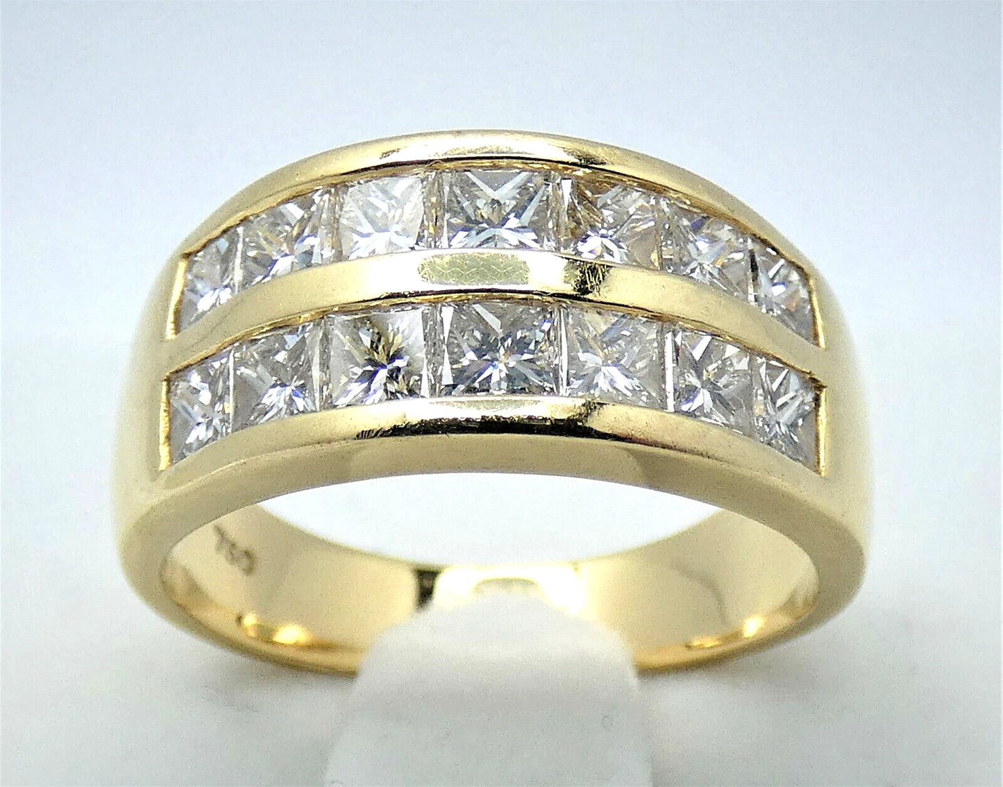 Diamond Ring Princess Band 2.25 Carats 18ct Gold HIGH QUALITY Size P1/2 BA153