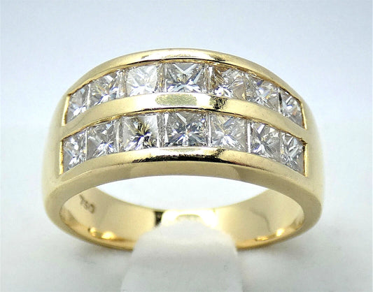 Diamond Ring Princess Band 2.25 Carats 18ct Gold HIGH QUALITY Size P1/2 BA153