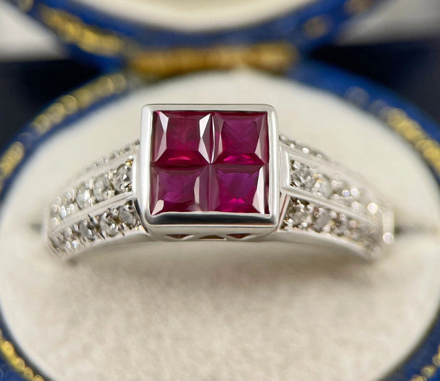 Pink Sapphire Diamond Ring Band 1.05 Carats 14ct White Gold Size N1/2 BA303