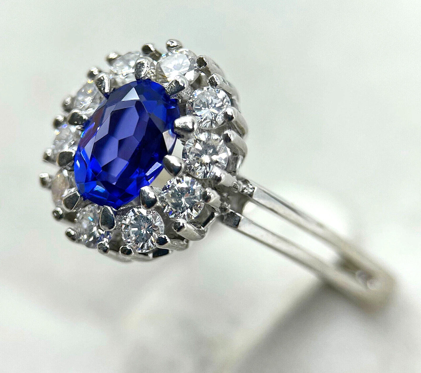 Tanzanite Diamond Ring 2.10 Carats White Gold Size O1/2 BA275