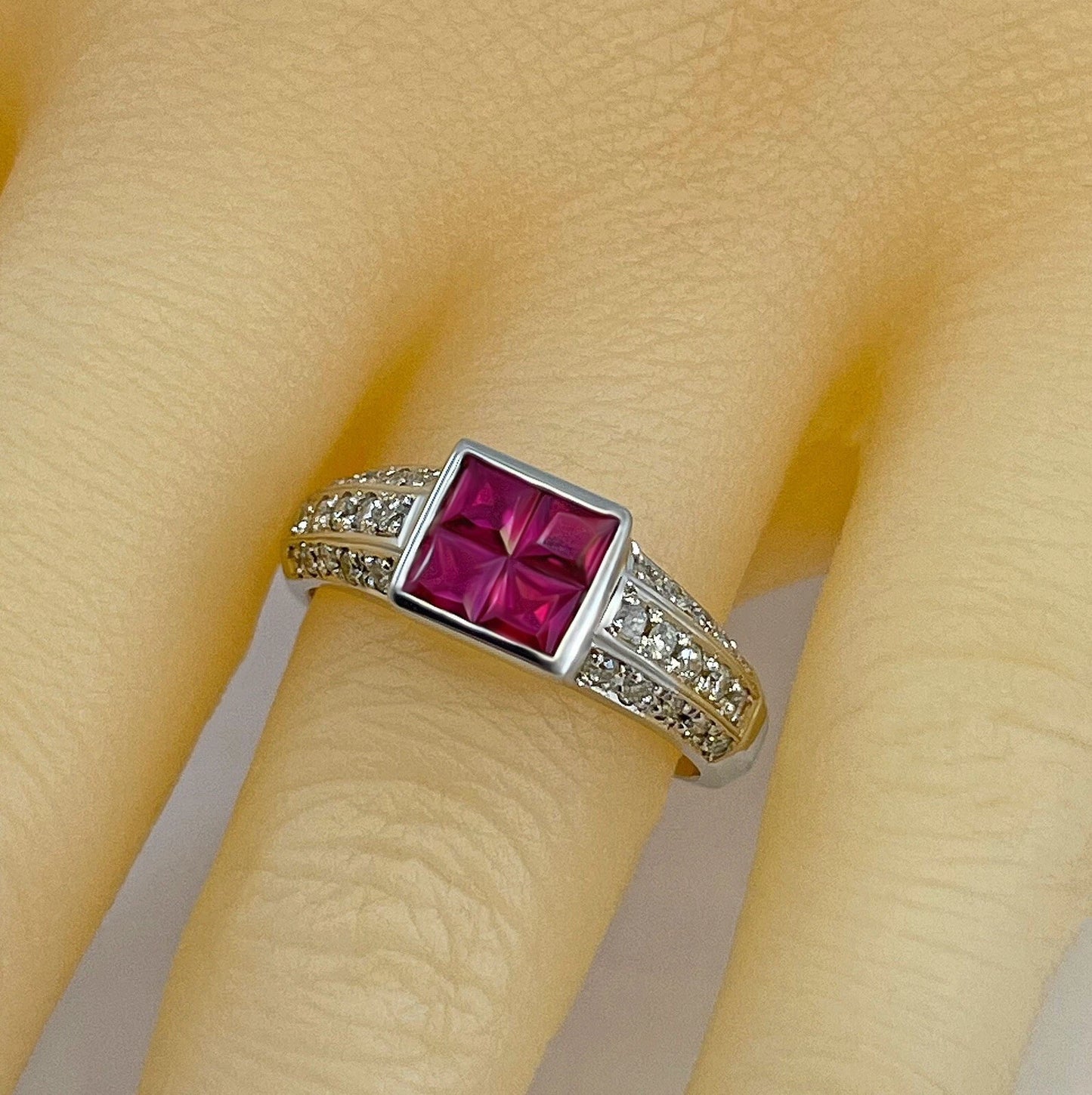 Pink Sapphire Diamond Ring Band 1.05 Carats 14ct White Gold Size N1/2 BA303