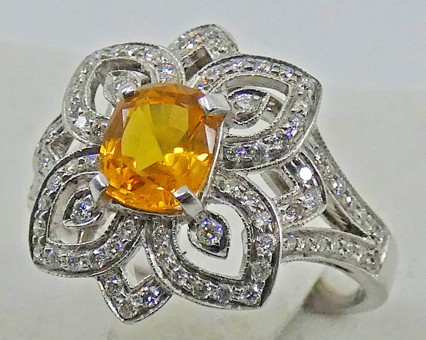 Yellow Sapphire Diamond Ring 18ct Gold 1.90 Carats Size O BA250