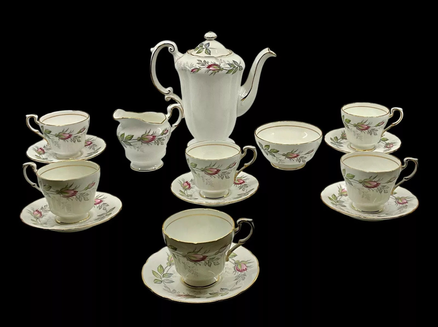 PARAGON BRIDAL ROSE 16 PIECE COFFEE SET INCLUDING COFFEE POT Sh32