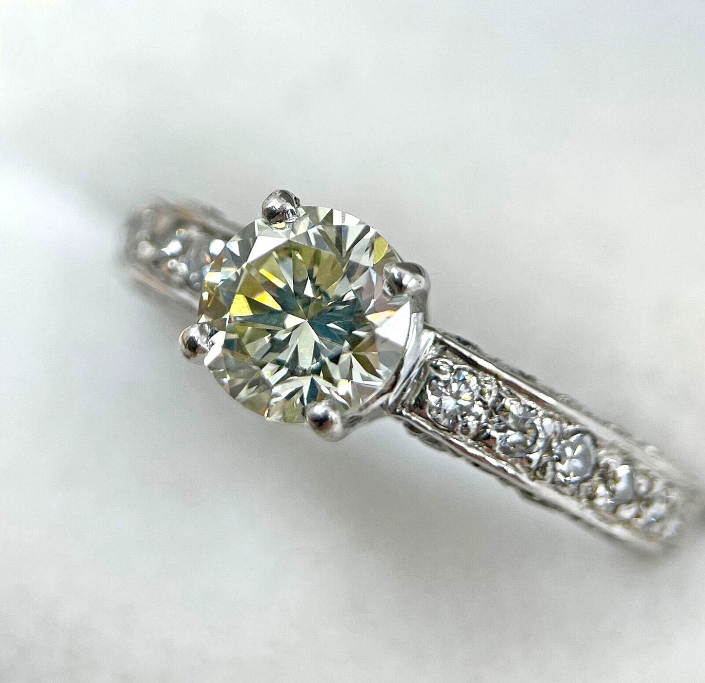 Diamond Solitaire Ring 1.91 Carats 18ct White Gold Size M1/2 BA264