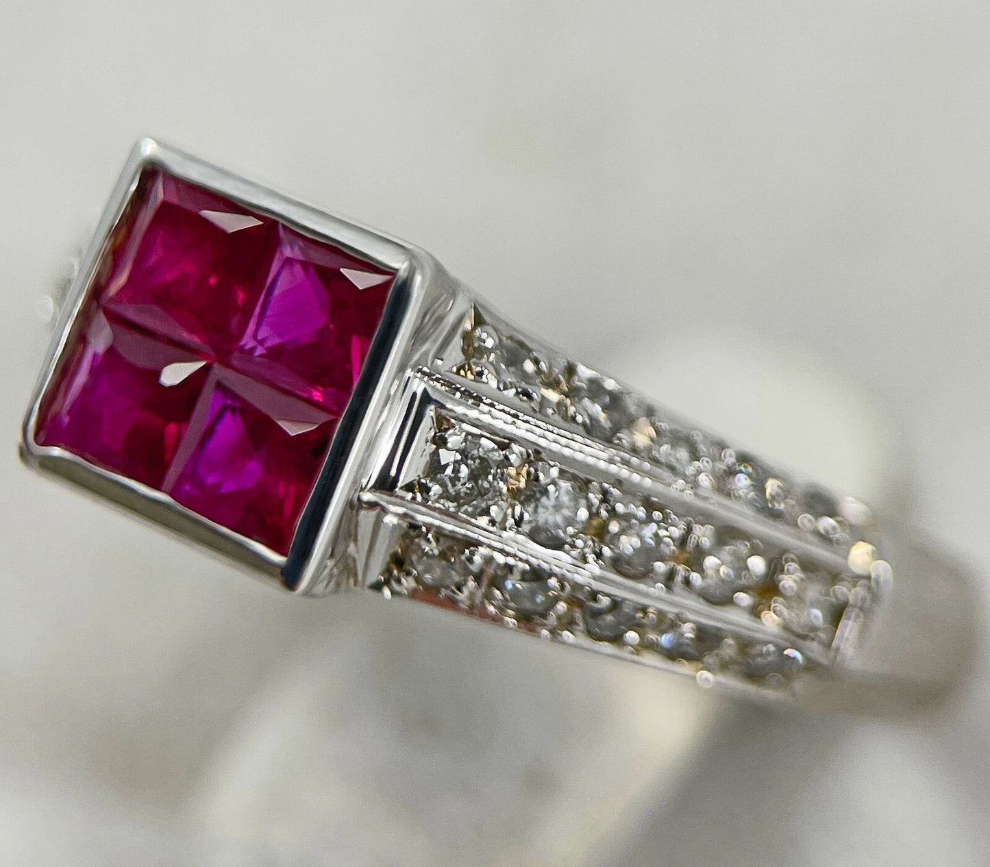 Pink Sapphire Diamond Ring Band 1.05 Carats 14ct White Gold Size N1/2 BA303